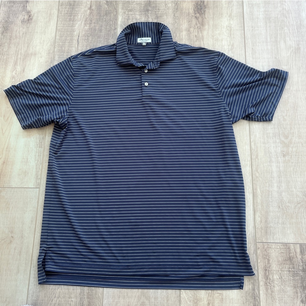 PETER MILLAR Summer Comfort Winston PERFORM Men Golf Polo XL Blue Striped NWOT